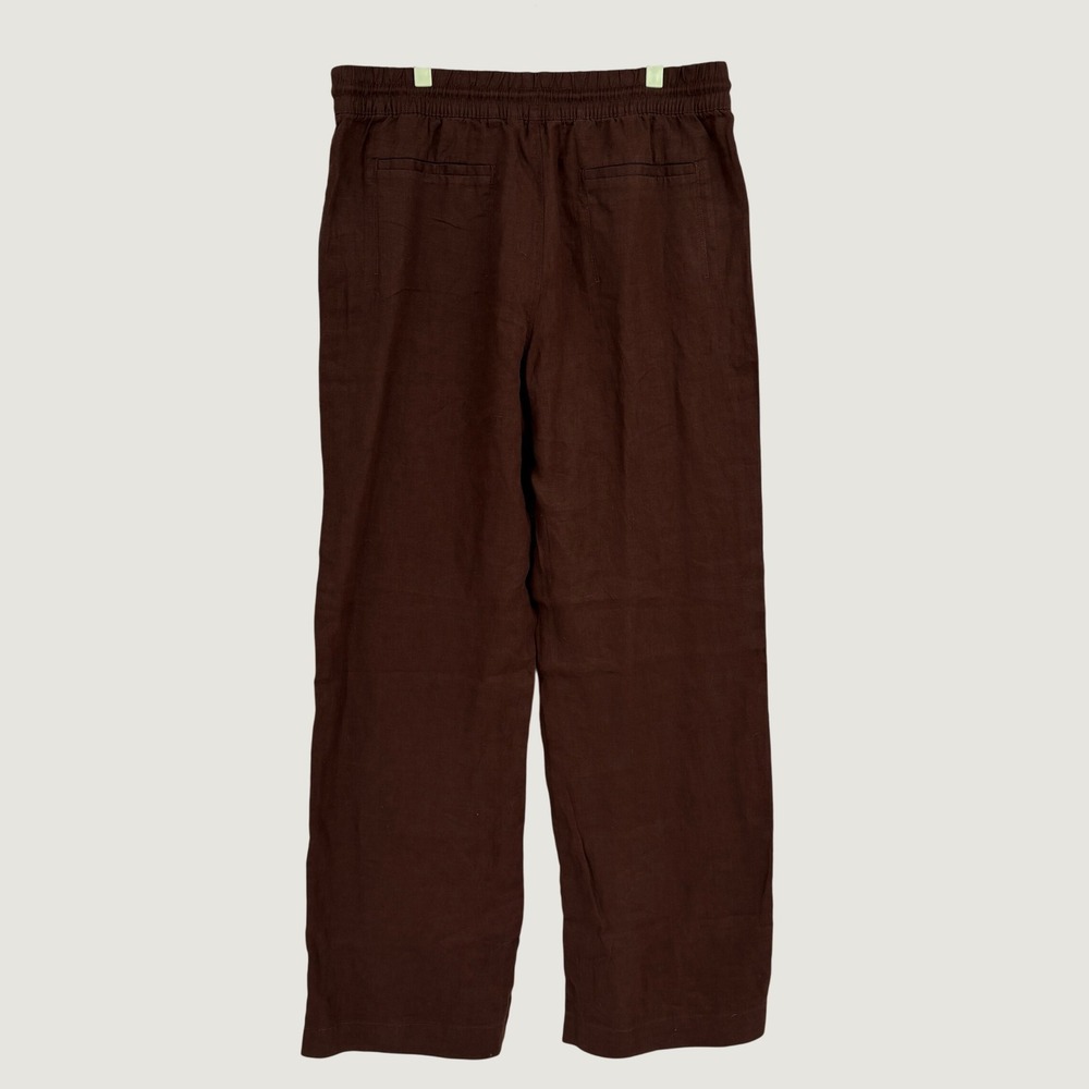 NEW Athleta Retreat Linen Wide Leg Pant Size L Tall Woodland Brown High Rise - Picture 6 of 11